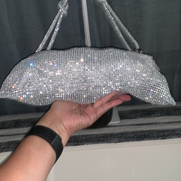 Rhinestone sparkly, silver clutch purse/handbag - Picture 7 of 10